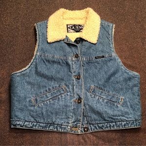 *VINTAGE* Guess Wool Lined Jean Vest ICONIC